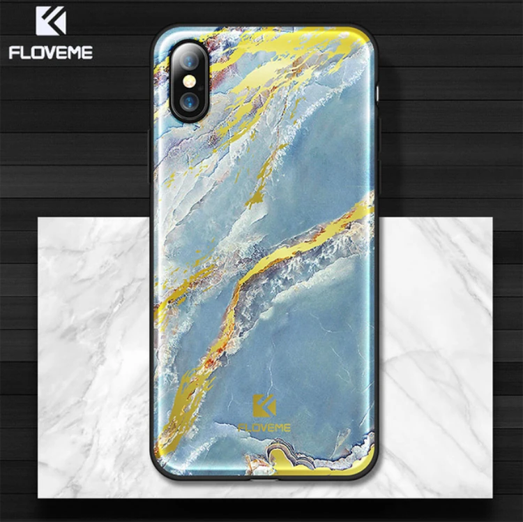 Floveme İPhone  X Xs Mermer Desenli Premium Silikon Kılıf-(1903)