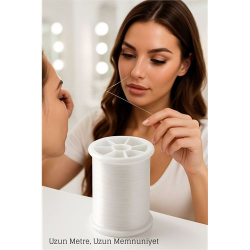Profesyonel Kuaför Kaş Bıyık Alma İpi – Ekstra Sağlam 500 metre Beyaz 