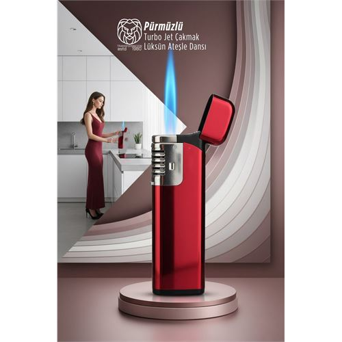 Pürmüzlü Torch Çakmak: Rüzgara Dirençli Turbo Jet Alev &amp; Lüks Tasarım Mutfak Çakmağı 