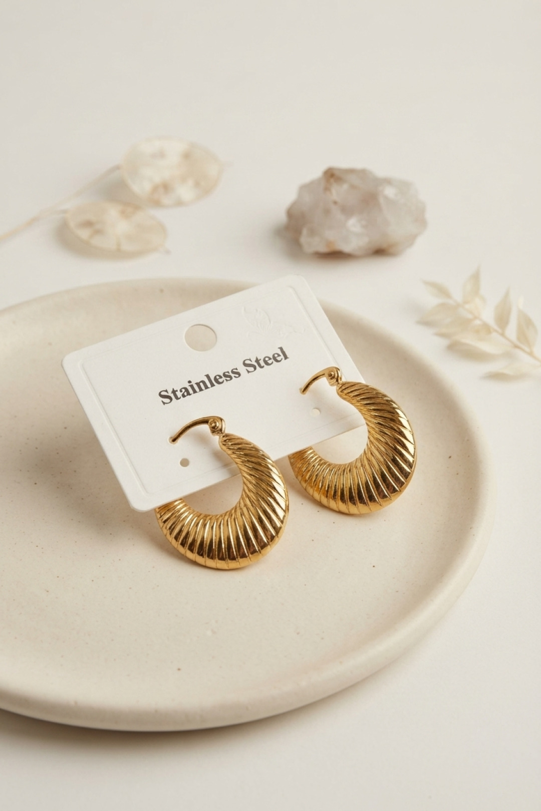 316L Çelik Gold Renk Halka Model Küpe 5886