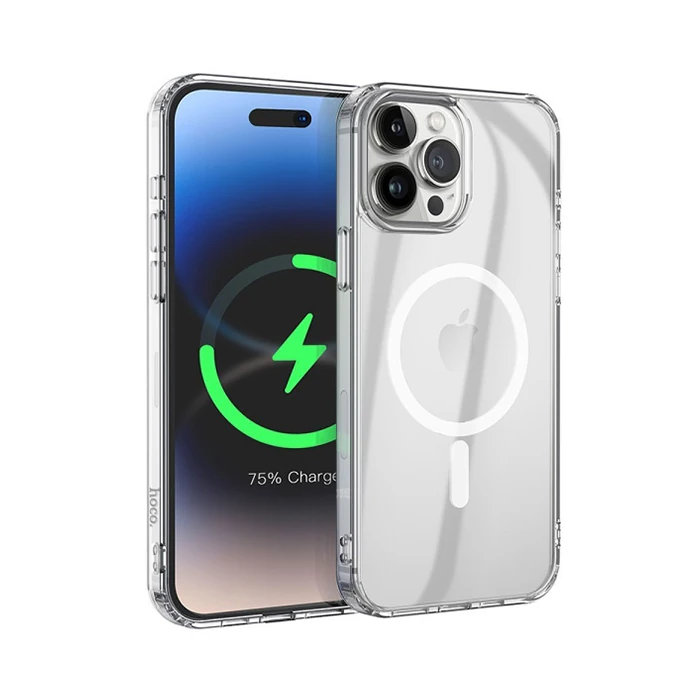 Hoco iPhone 15 Pro Anti-Fall Darbe Önleyici Airbag Manyetik Magsafe Silikon Kılıf-(1903)