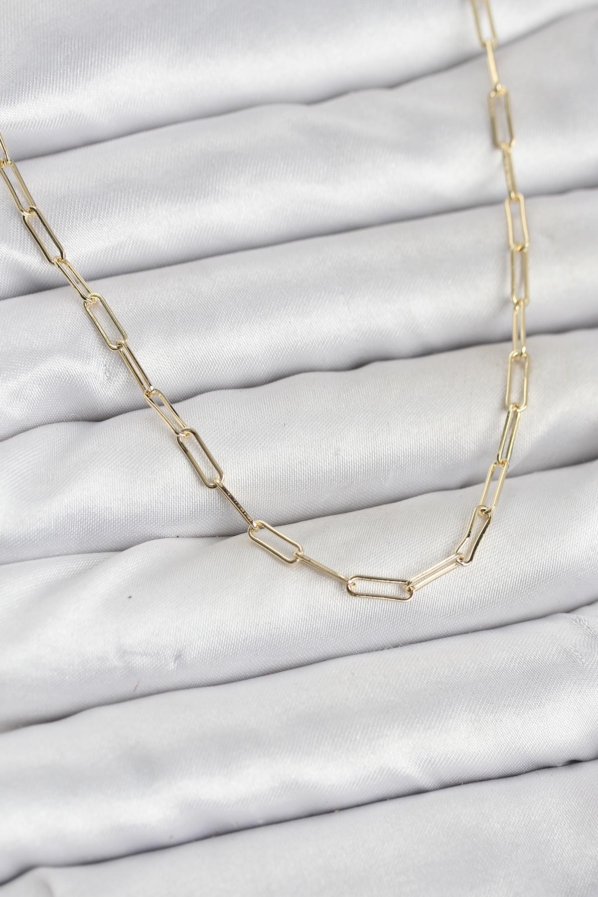 CM 14K Gold Renk Pirinç Ataç Zincir Kadın Kolye 5886