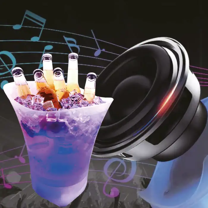 EZERE Hoparlör Buz kovası, 5l Bluetooth Hoparlör Ile Renkli Buz kovası Led-(5775)