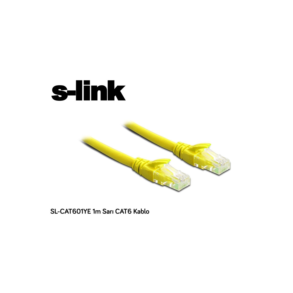 S-Link SL-CAT601YE CAT6 Patch 1Mt Kablo (Sarı)(1923)