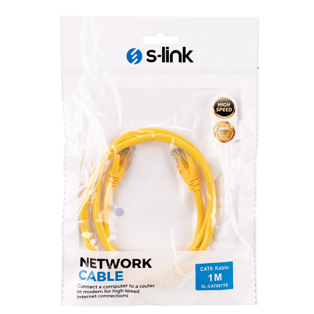 S-Link SL-CAT601YE CAT6 Patch 1Mt Kablo (Sarı)(1923) 4