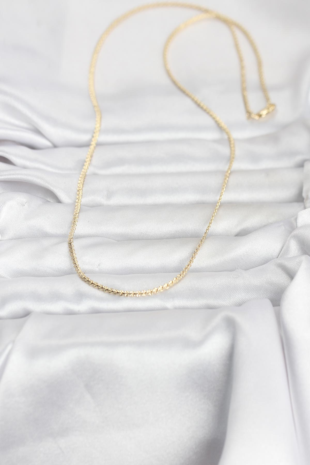 CM 14K Gold Renk Yassı Zincir Model 60 cm Kadın Kolye 5886