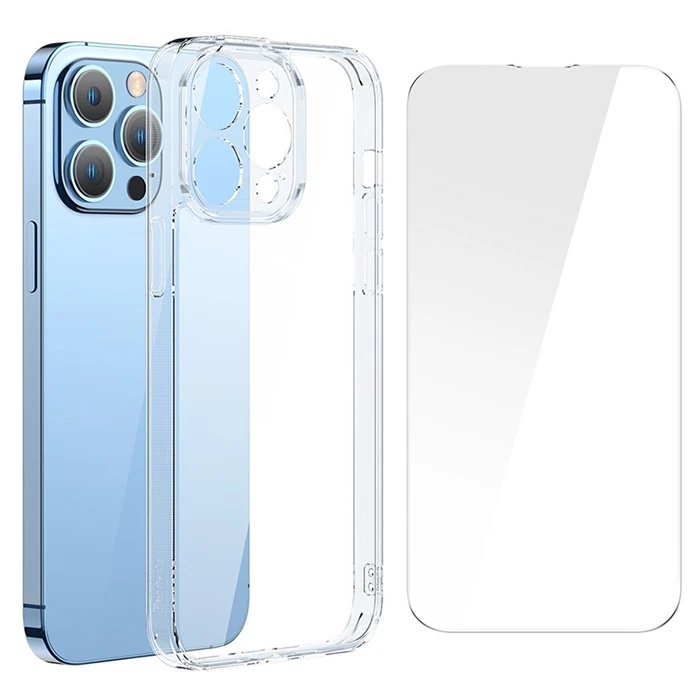 Baseus SuperCeramic Series iPhone 14 Pro 6.1 Koruyucu Cam Kılıf + Full Tempered Ekran Koruyucu Set-(1903)