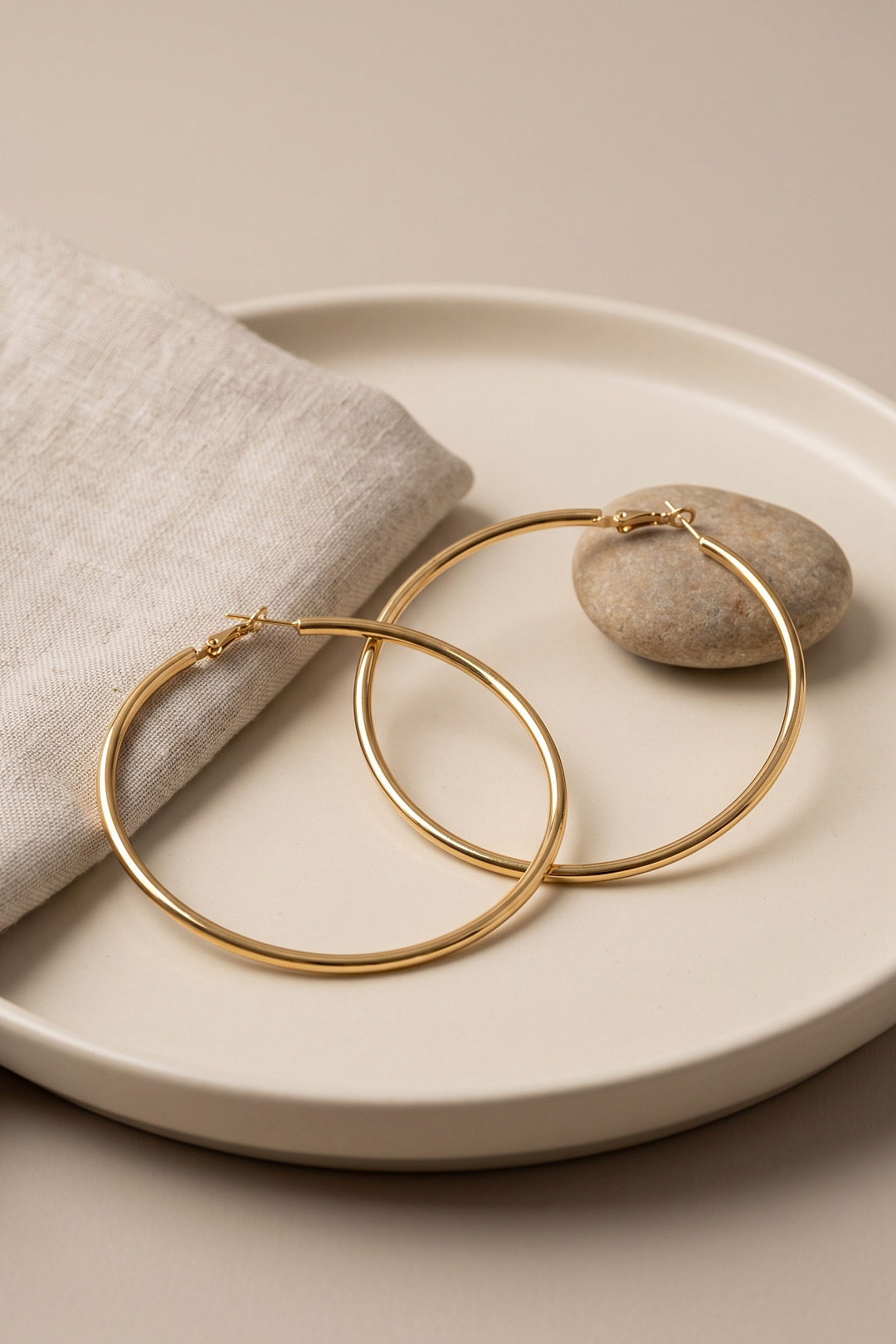 316L Çelik Gold Renk 66 mm Halka Küpe 5886