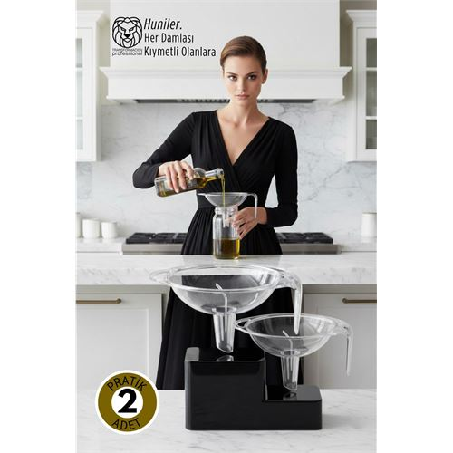 Premium 2'li Şeffaf Huni Seti: İtalyan Tasarımı BPA Free Kristal Netliğinde Kusursuz Akış 