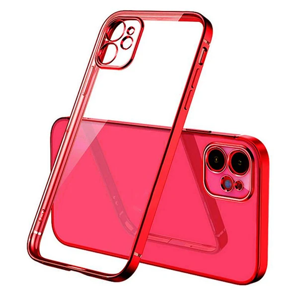 iPhone 12 Mini 5.4inç Renkli Kenar Şeffaf Kılıf Kamera Korumalı Kılıf-(1903)