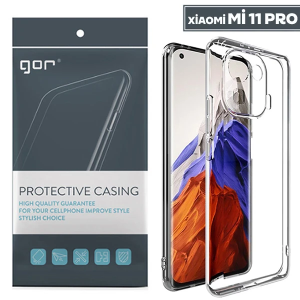 GOR Xiaomi Mi 11 Pro Kılıf Kamera Korumalı Şeffaf Silikon Kılıf-(1903)