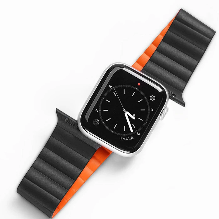 DUX DUCIS Apple Watch 38/40/41MM için Manyetik Zincir Versiyon PU Deri Kayış Kordon-(1903)