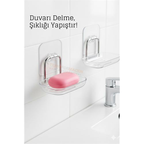 Yapışkanlı Sabunluk – Su Giderli, Katı Sabun Kutusu, 13 x 9 cm 