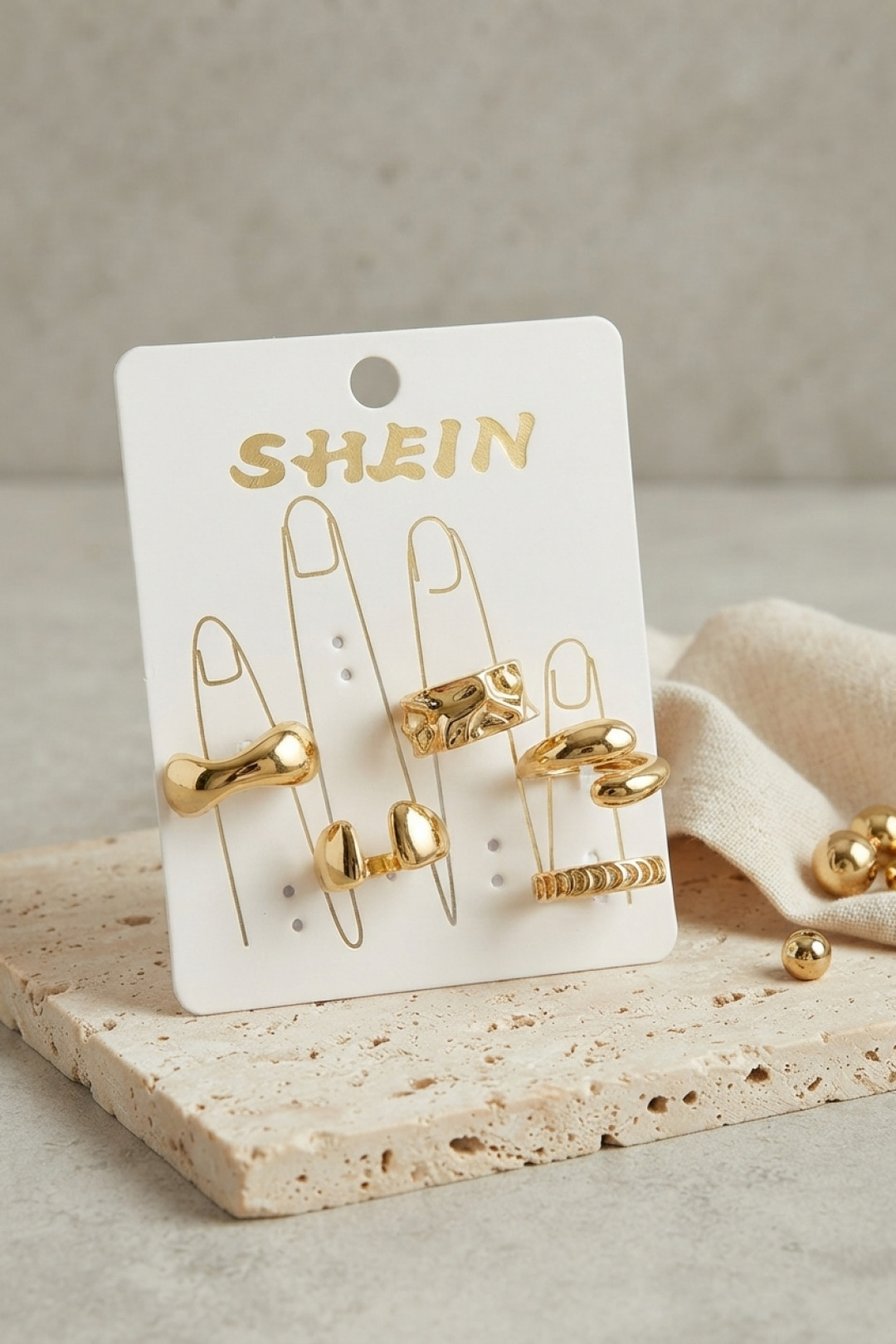Gold Renk Pirinç Bohem Yüzük Kombini BYK4266 5886