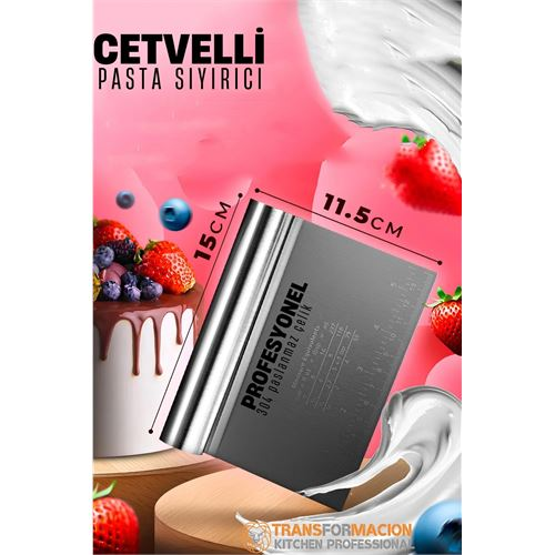 HSNET Pasta Spatulası - Profesyonel Hamur Sıyırıcı - Ölçü Cetvelli Pasta Hamur Spatulası 