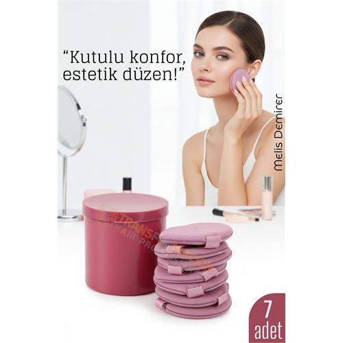 7’li Makyaj Pamuğu Seti – Yumuşak Dokulu, Kaplı Saklama Kutulu, Pudra ve Fondöten İçin 