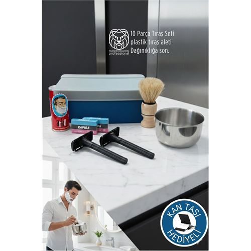 Geleneksel Tıraş Seti - 10 Parça Tıraş Kutulu Set 