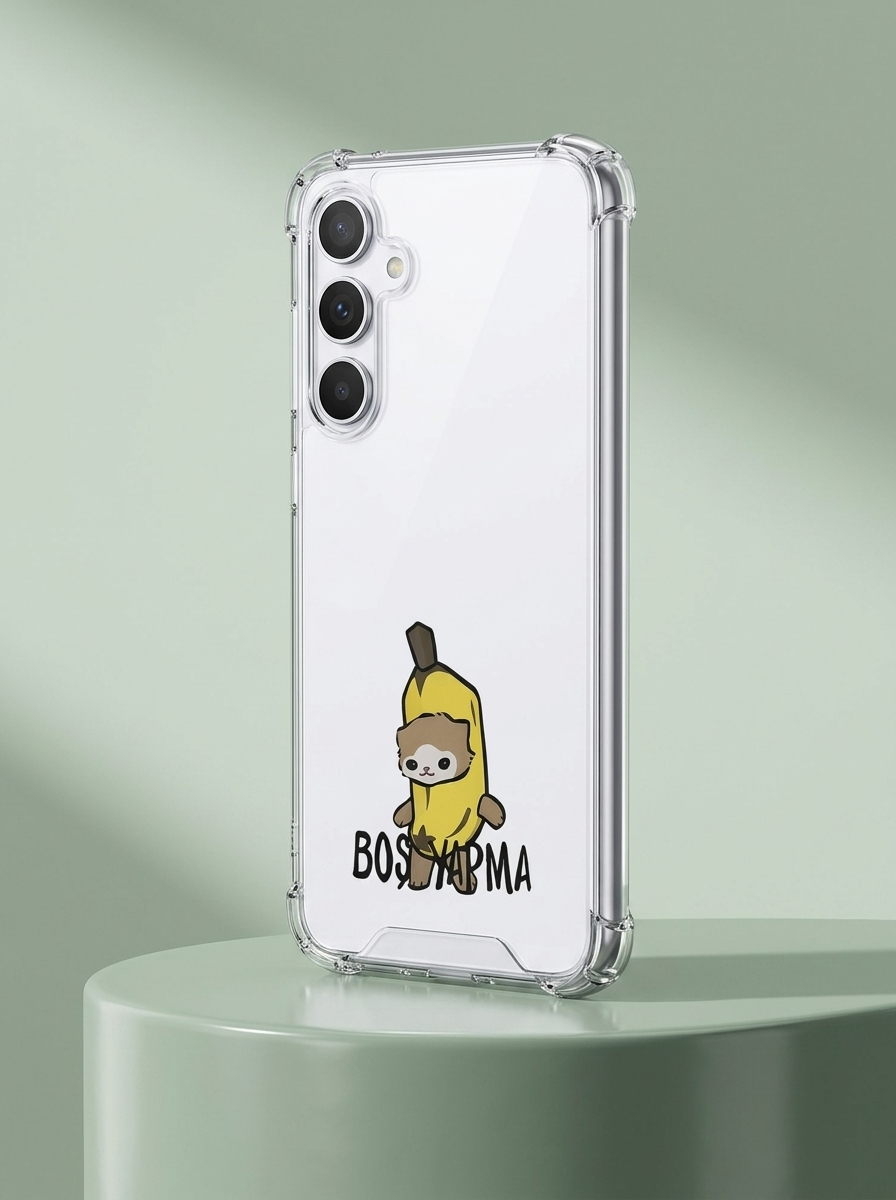Samsung Galaxy A26 Boş Yapma Muz Detaylı Kart Bölmeli Şeffaf Telefon Kılıfı