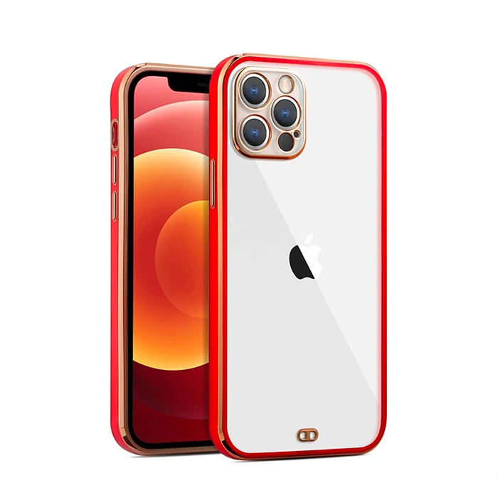 iPhone 12 Pro Max 6.7inç Gold Çerçeve Kamera Korumalı Bumper Kılıf-(1903)