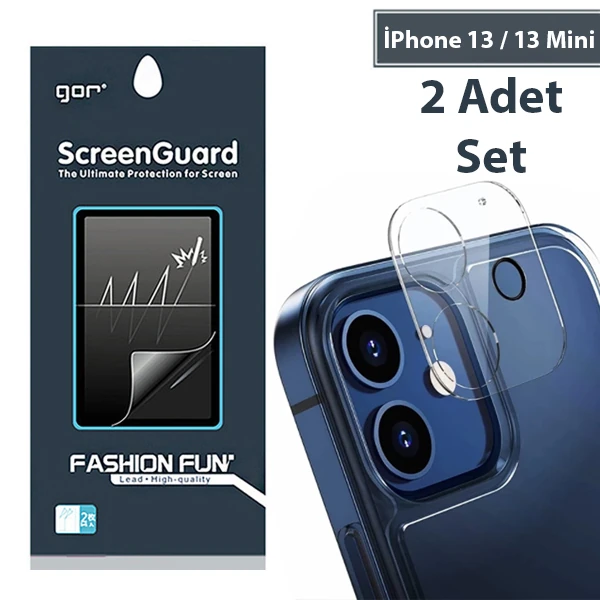 GOR İPhone 13 /13 Mini  Best Full Tempered Cam Kamera Koruyucu 2Adet Set-(1903)