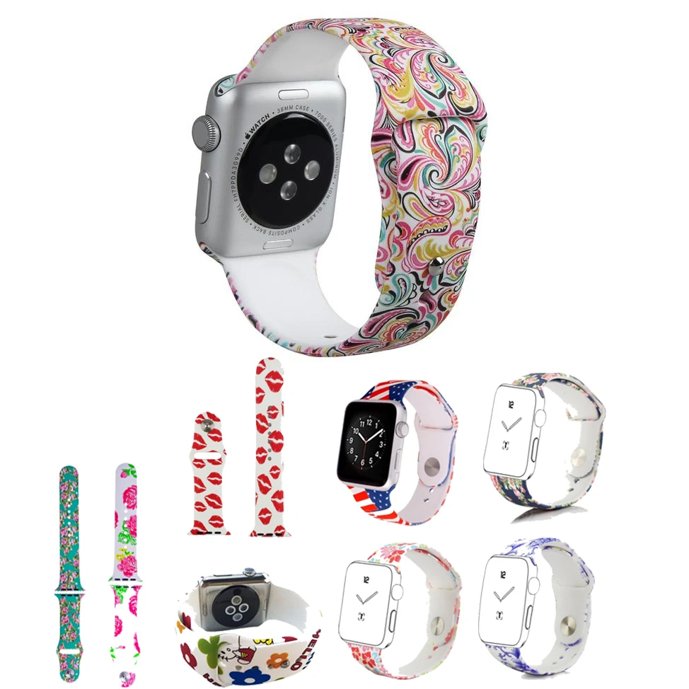 Ally Apple Watch İçin 38mm Yüksek- Kalite Desenli Silikon Kordon-(1903)