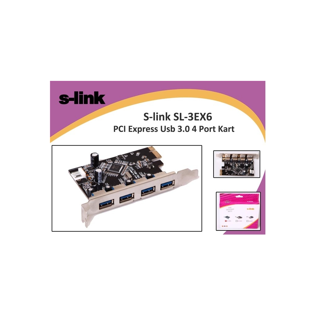 S-LINK SL-3EX6 PCI Express TO USB 3.0  x4 Port Kart(1923)
