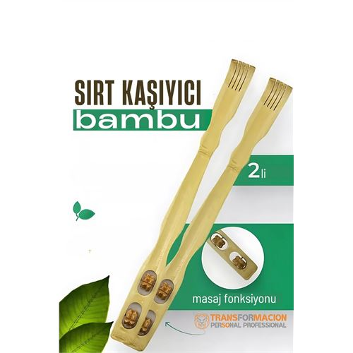 HSNET Masajlı Sırt Kaşıma Aparatı - Bambu Sırt Kaşıyıcı 2 li set 