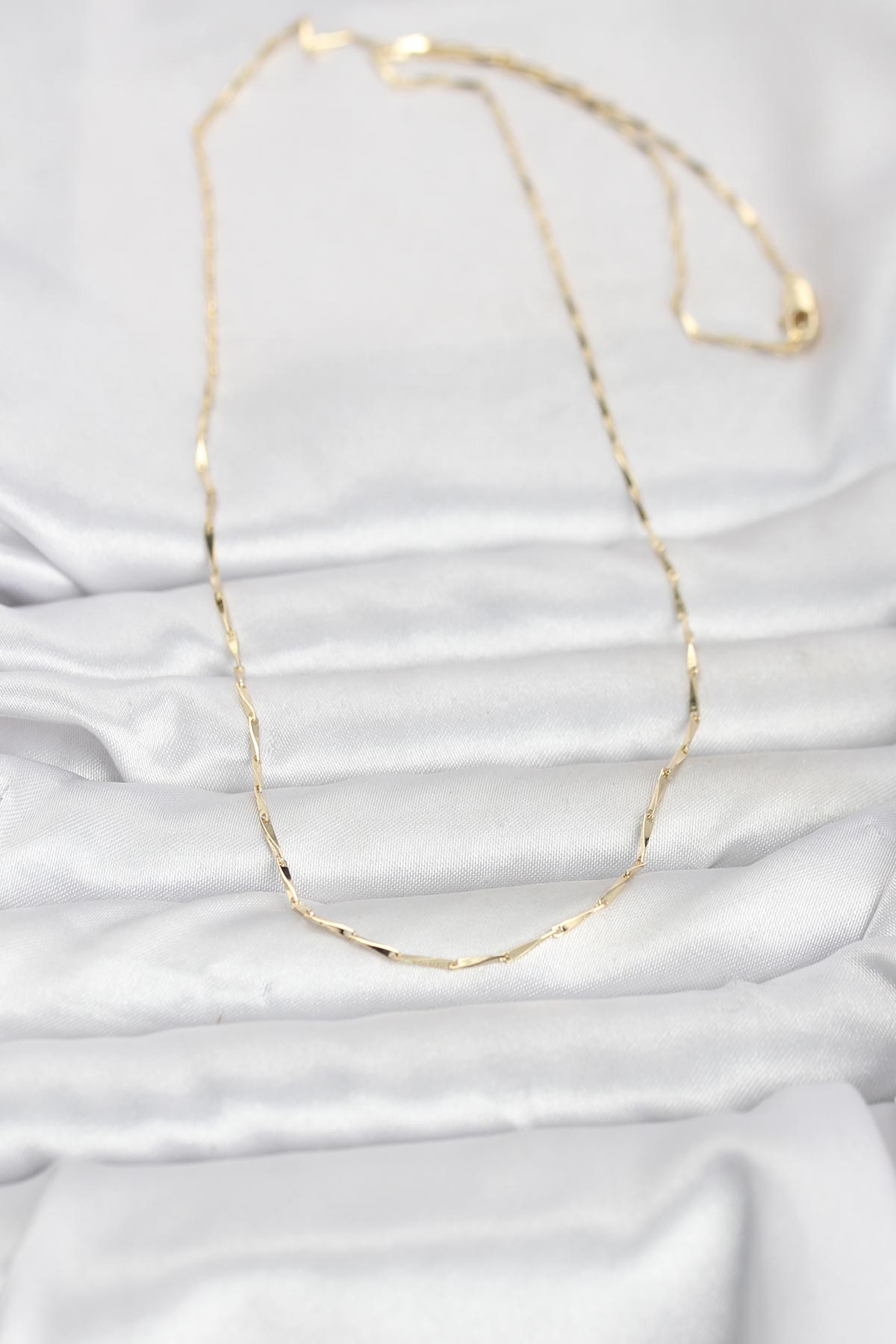 CM 14K Gold Renk Çubuk Kesme Zincir Model 60 cm Kadın Kolye 5886