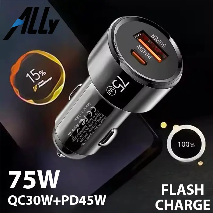 ALLY TurboCharge 75W Araç Şarj Cihazı – Çift Port (USB-C + USB-A-(5775) 2