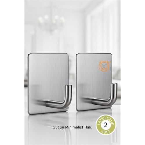 2'li Banyo ve Mutfak Askı Seti - SUS304 Lazer Kesim Çelik  Ultra Güçlü Yapışkanlı Askı 