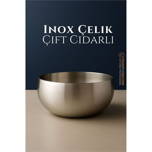 HSNET Çift Cidarlı Kase - Inox Çelik Kase  18 cm 