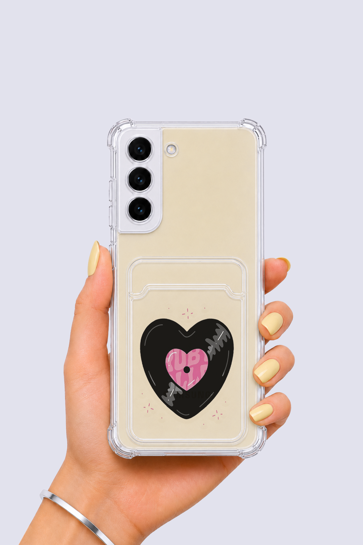 Samsung Galaxy S22 Kartlıklı Vinly Desenli Kılıf