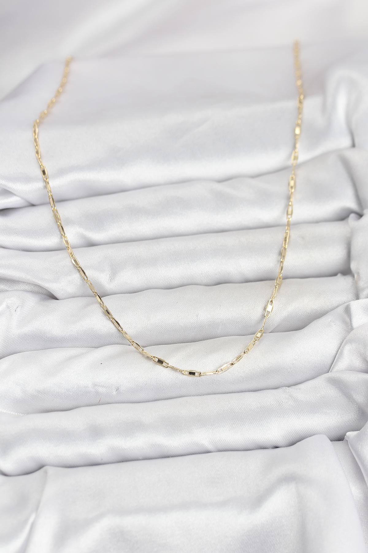 CM 14K Gold Renk Pirinç Ataç Zincir 60 cm Kadın Kolye 5886