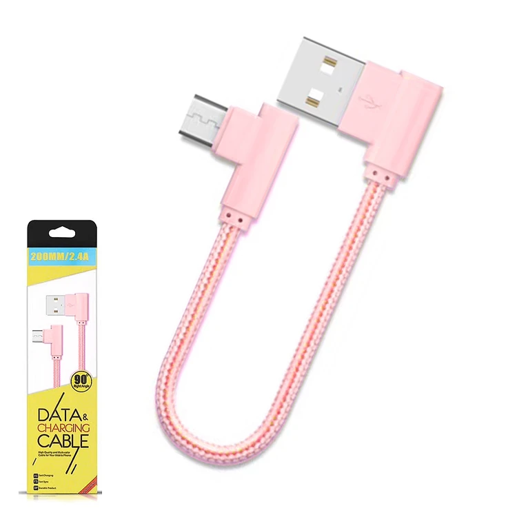 Ally Micro Usb Eğik Başlı Halat Usb Kablo 0,20cm Kısa Kablo-(1903)