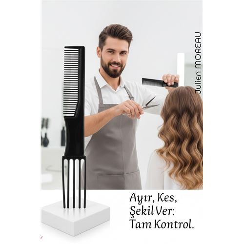 Bayan Kuaförü Saç Kesim Tarağı - Profesyonel Kuaför Saç Kesim Tarağı | Krepe, Ayırma ve Şekillendirme Tarağı 