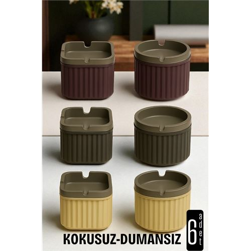 Kokusuz Dumansız Küllük - 6 li Küllük Seti Kafe Küllüğü Restoran Küllüğü Masaüstü Küllük 