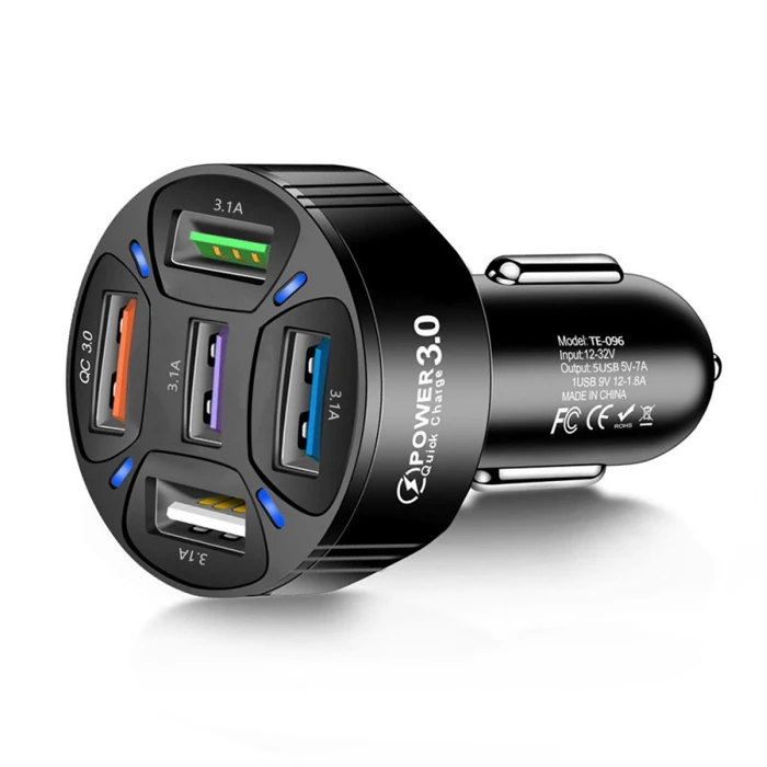 ALLY QC3.0 5 Port Çıkışlı Çoklu Usb Araç İçi Çakmaklık Hızlı Şarj Başlığı-(5775)