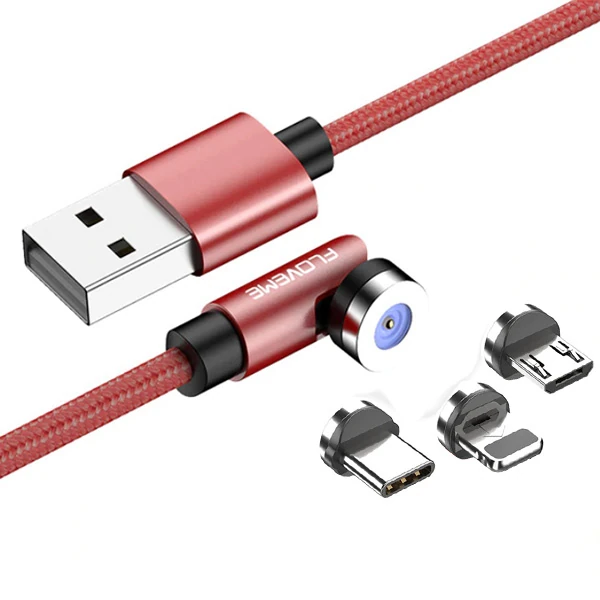 Floveme 540 Dönebilen Miknatisli Usb Sarj Kablosu 3 Baslik(iPhone+Type-C+Micro 1M-(1903)