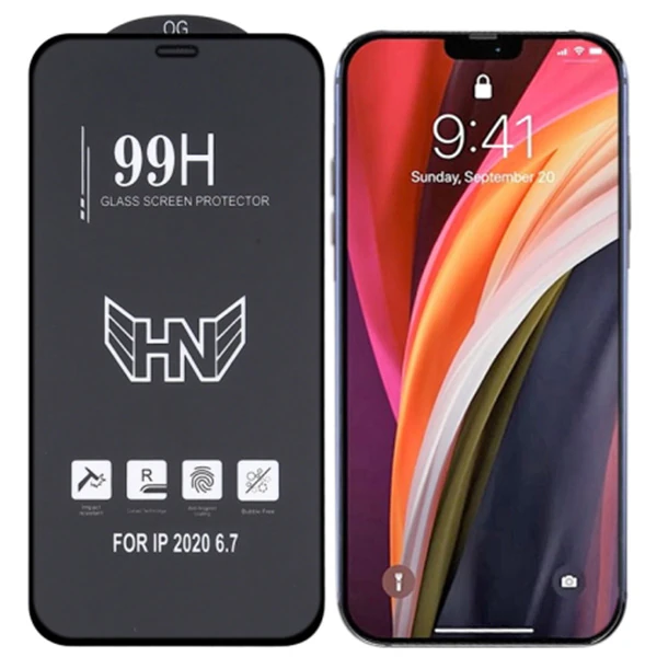 iPhone 12 Pro Max 6.7 3D Full High Aluminum Tempered Cam Ekran Koruyucu-(1903)