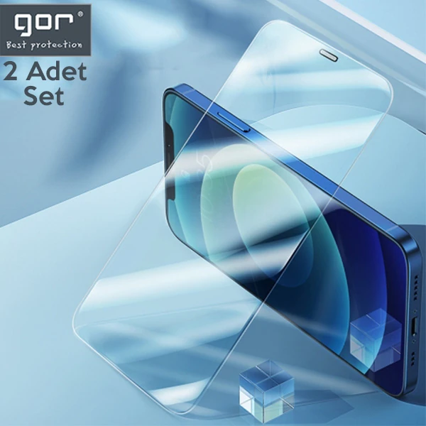 GOR İPhone 12/12 Pro 6.1 Best Full Tempered Cam Ekran Koruyucu 2Adet+Takma Aparatı-(1903)