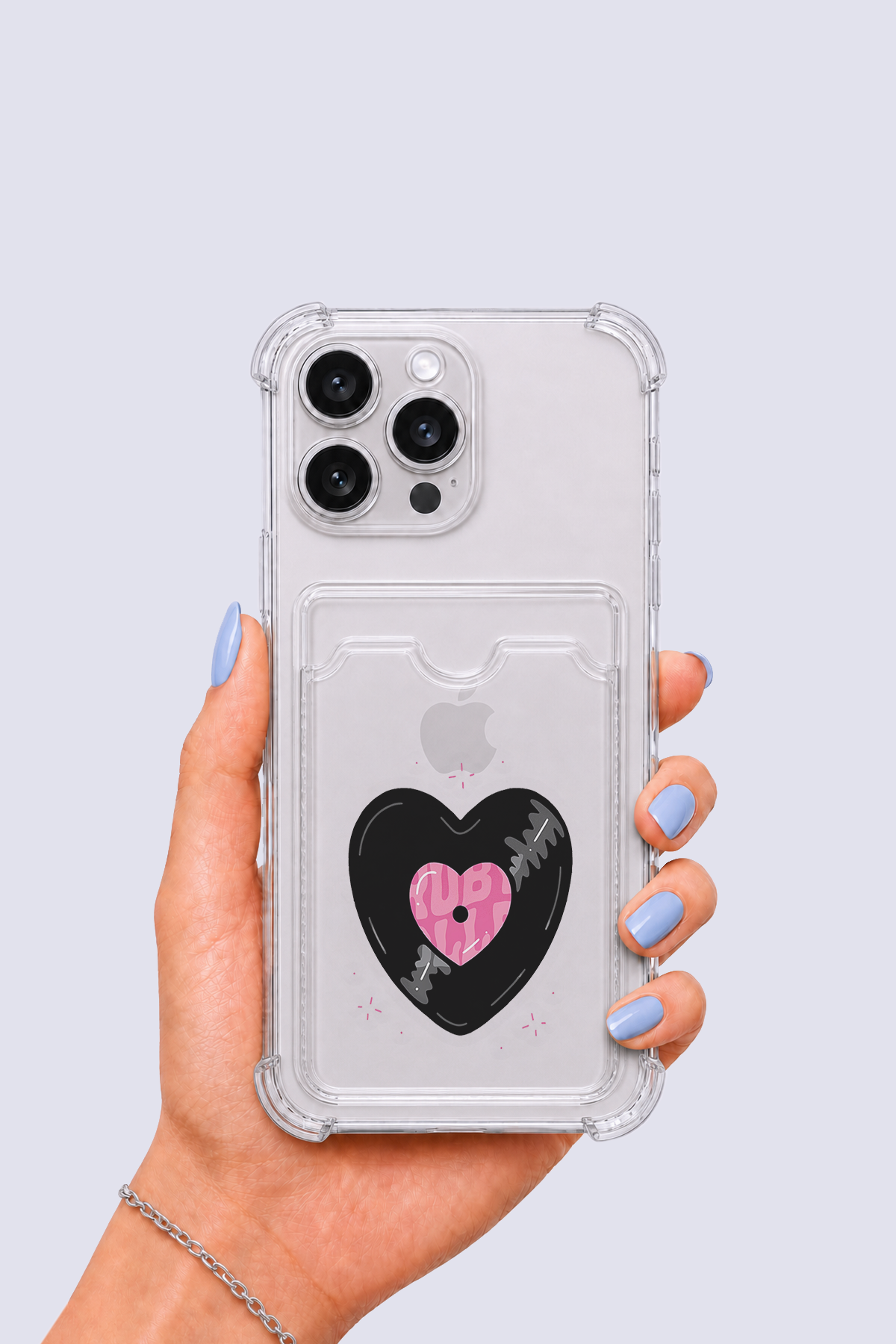 iPhone 13 Pro Max Kartlıklı Vinly Desenli Kılıf