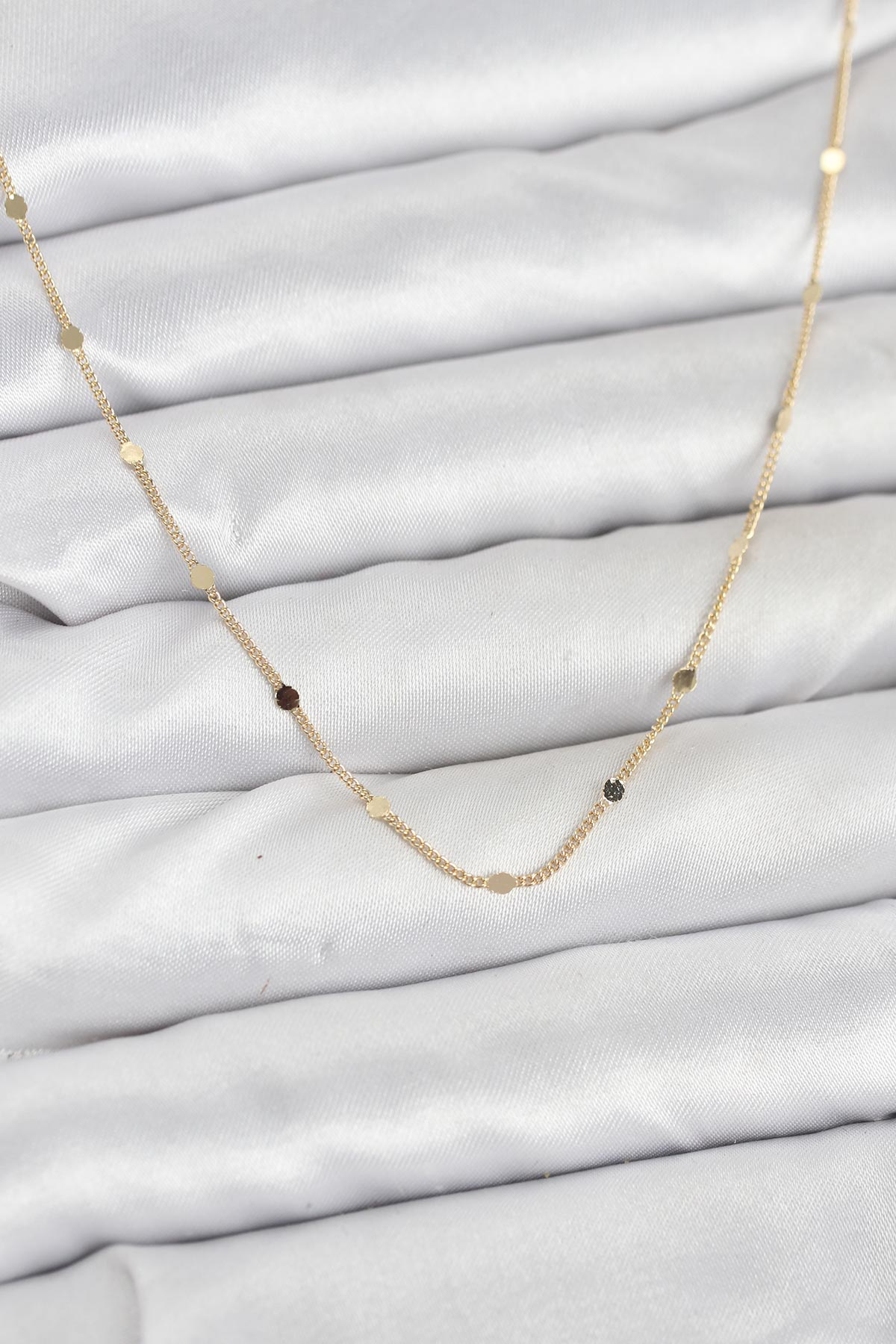 CM 14K Gold Renk Ezme Pul Model 60 cm Kadın Kolye 5886