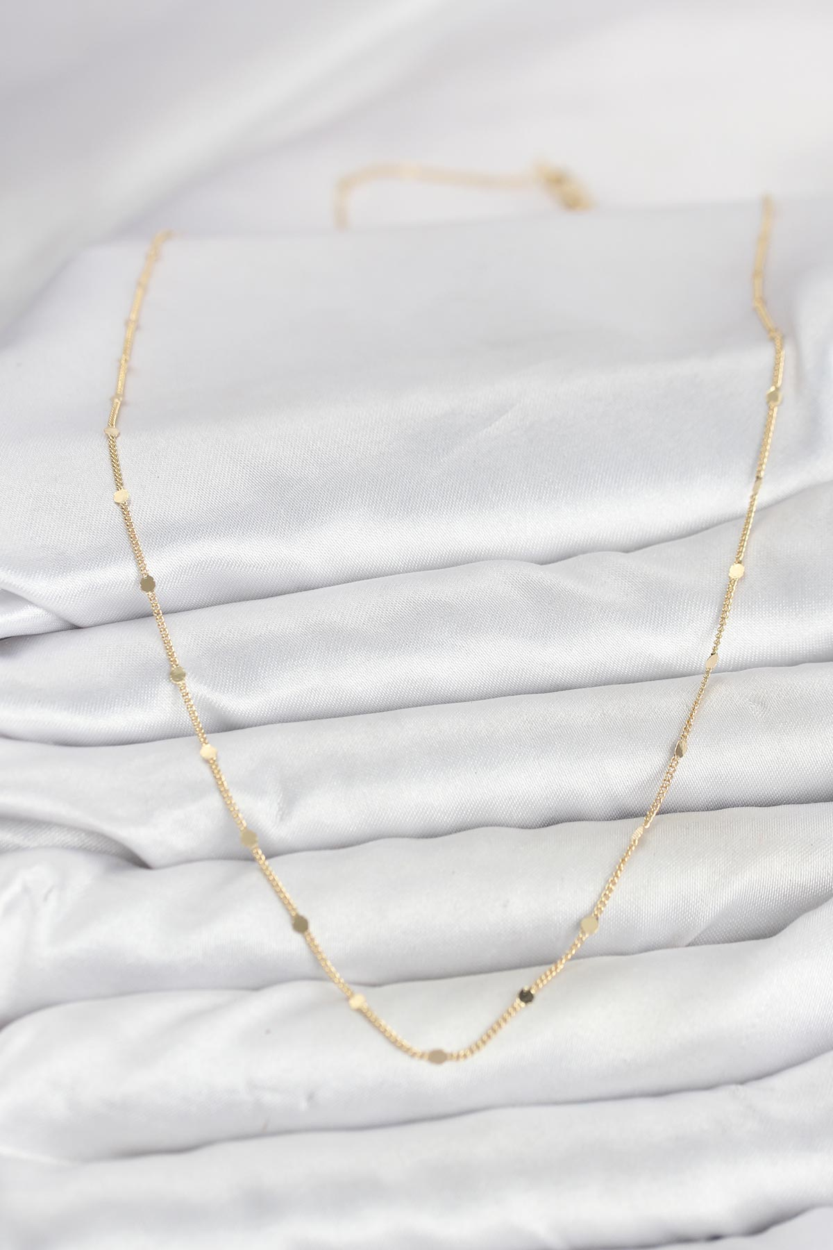 CM 14K Gold Renk Ezme Pul Model 60 cm Kadın Kolye 5886