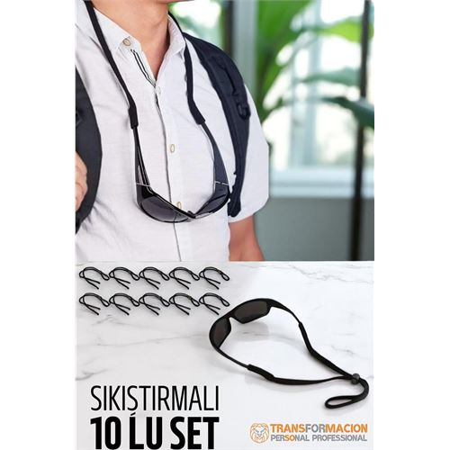 HSNET Gözlük İpi Ayarlanabilir Sıkıştırmalı Gözlük İpi 10 lu SET 