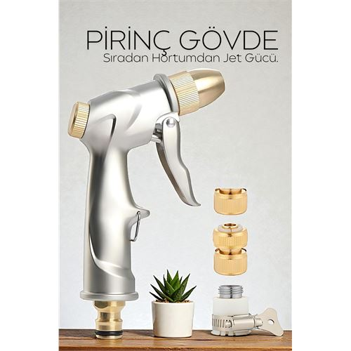 Tamamı Metal Yüksek Basınçlı Ayarlanabilir Bahçe/Oto Yıkama Tabancası Nozul 