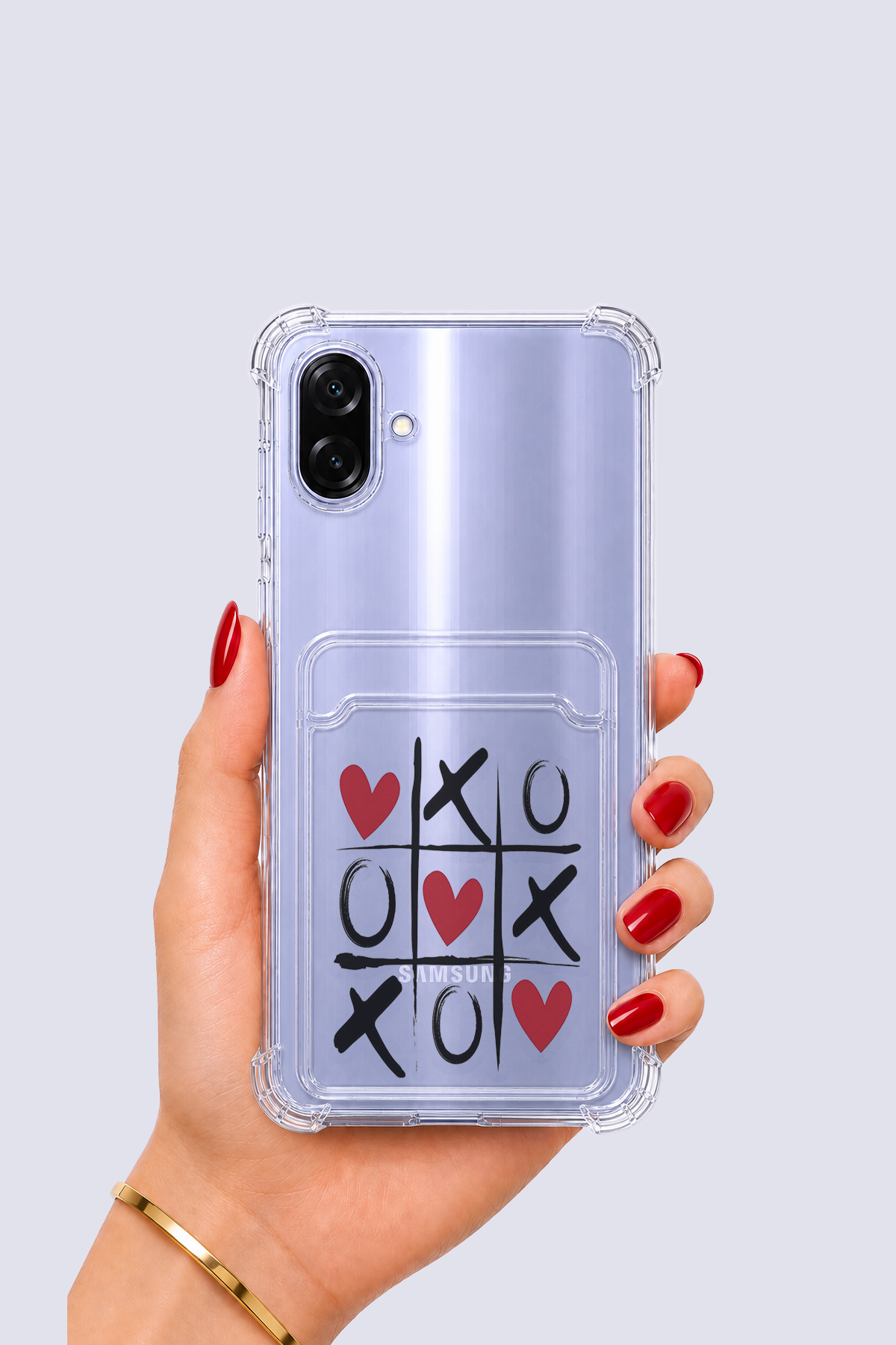 Samsung Galaxy A07 Kartlıklı XoXO Desenli Kılıf
