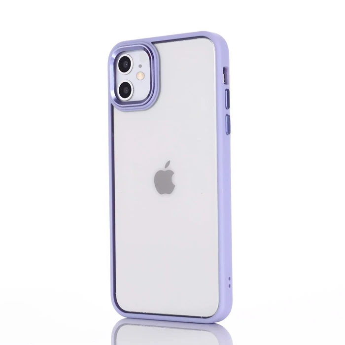 Ally iPhone 12 - 12 Pro 6.1inç Kılıf Parlak Renkli Çerçeveli Ultra Lüx TPU Silikon Kılıf-(1903)