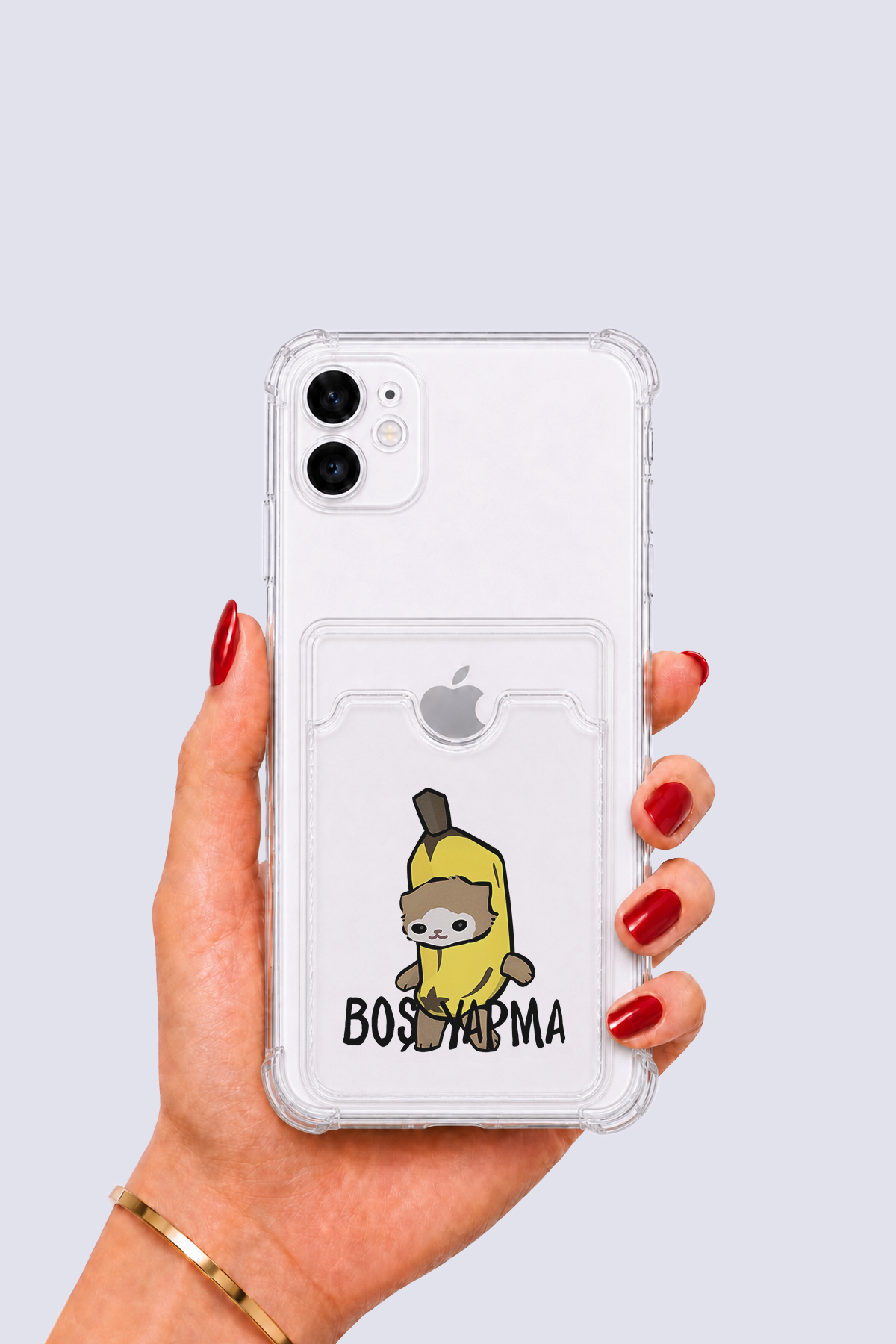 iPhone 12 Kartlıklı Boş Yapma Desenli Kılıf