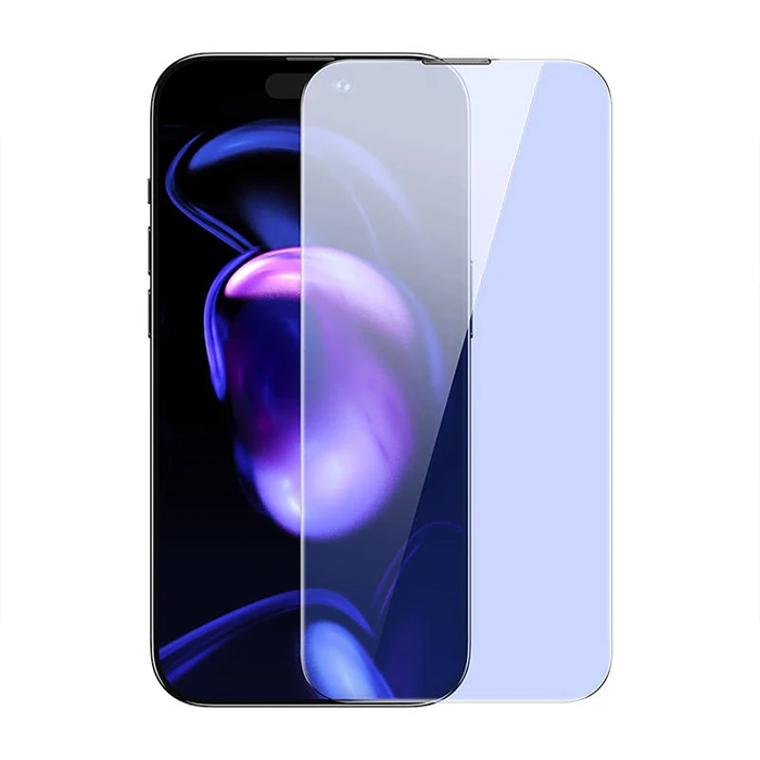 Baseus Crystal iPhone 15 Pro Max Full Koruma Anti Mavi Işık Tempered Cam Ekran Koruyucu 2 Adet Set-(1903)