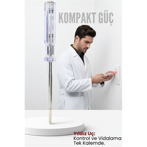 Yıldız Uçlu Elektrik Kontrol Kalemi Faz Test Cihazı Voltaj Kontrol Anahtarı 